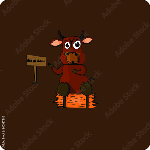 cow mascot illustration for invitation and advertising 