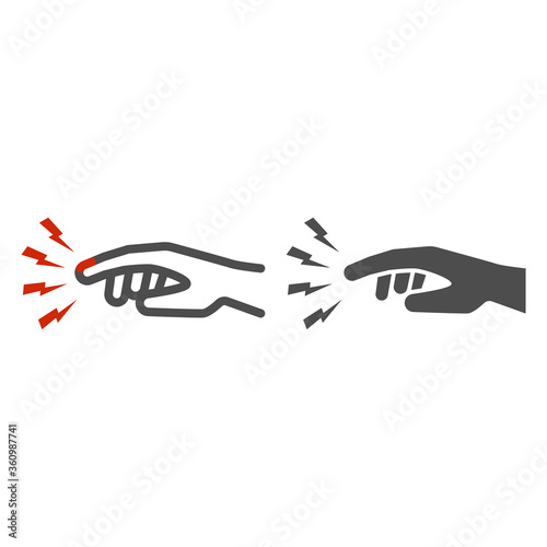 Finger pain line and solid icon, Body pain concept, Injured finger sign on white background, Acute finger pain icon in outline style for mobile concept and web design. Vector graphics.