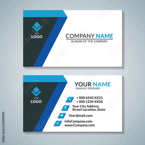 Modern business creative card template. Black and blue color. Fit for luxury and elegant theme