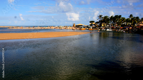 lauro de freitas, bahia / brazil - january 16, 2017: view of the mouth of the Joanes River in the Buraquinho neighborhood, in the city of Lauro de Freitas. photo