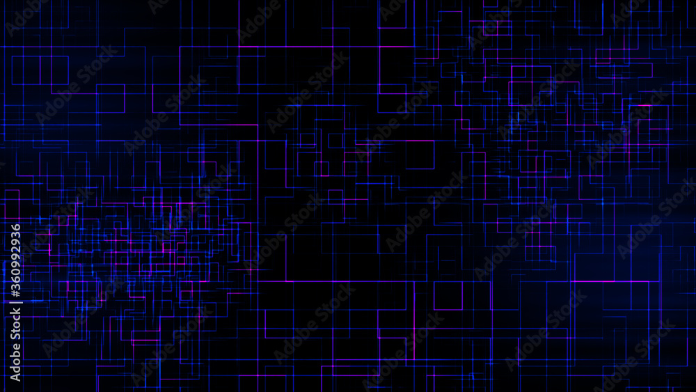 Retro sci-fi neon glowing lines on grid background. Digital cyber. Suitable for design in the style of the 1980`s.