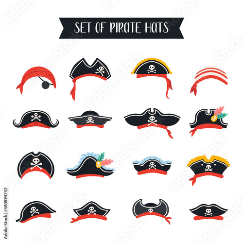 Pirate hats and bandana set. Jolly Roger