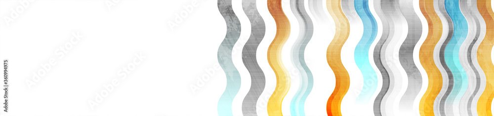 Wavy stripes abstract grunge geometric banner design. Hi-tech vector background