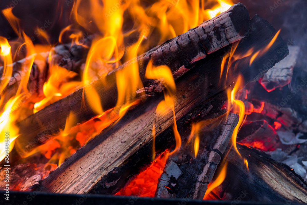 Burning charcoal in the fire for barbecue Burning charcoal in the fire for barbecue