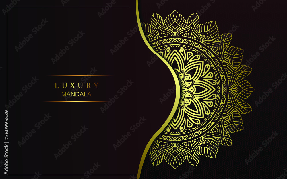 Luxury gold mandala ornate background for wedding invitation, book cover