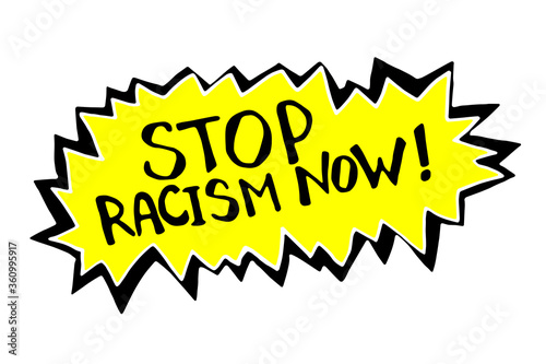 Stop racism - vector lettering doodle handwritten on theme of antiracism, protesting against racial inequality and revolutionary design. For flyers, stickers, posters