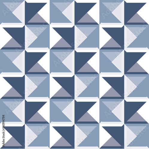 abstract geometric navy white background with squares triangles 3D effect print design