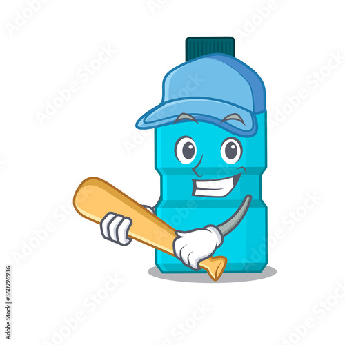 Cool mouthwash caricature picture design playing baseball