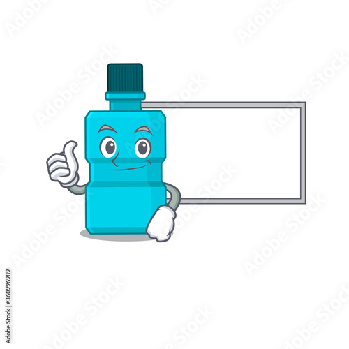 Mouthwash Caricature character design style with a white board