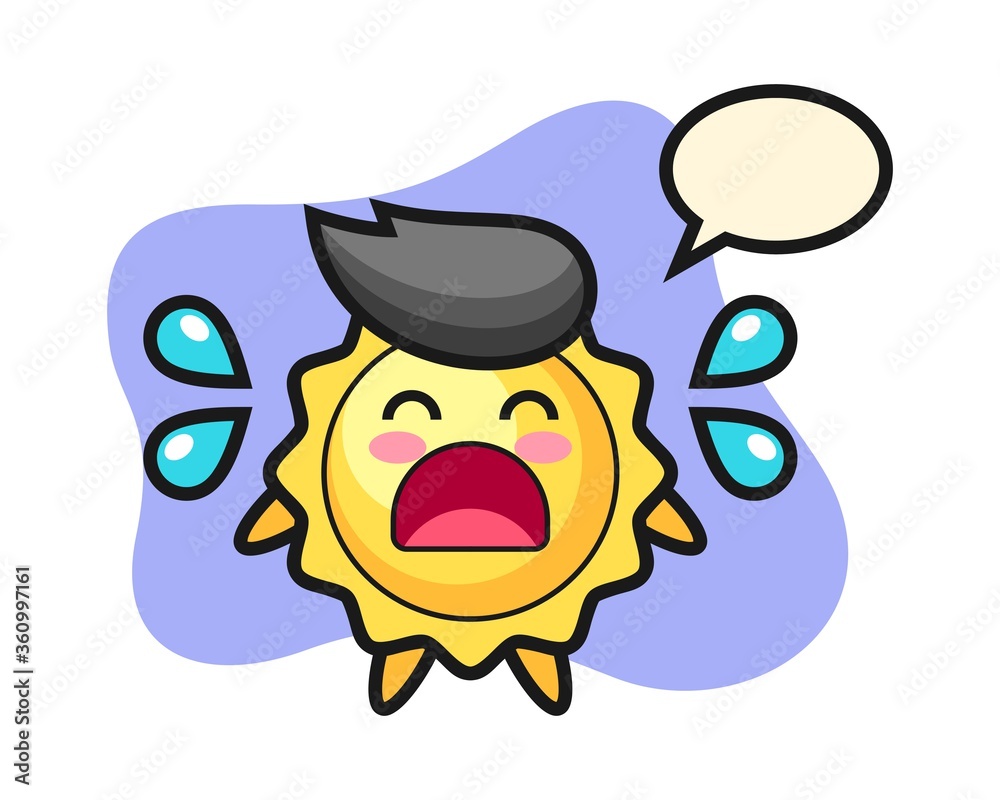 Obraz premium Sun cartoon with crying gesture