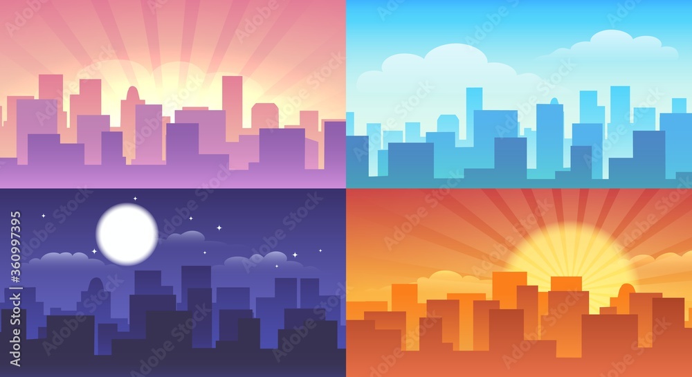 Night and daytime cityscape