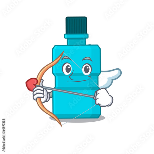 A lovable mouthwash as a romantic cupid cartoon picture with arrow