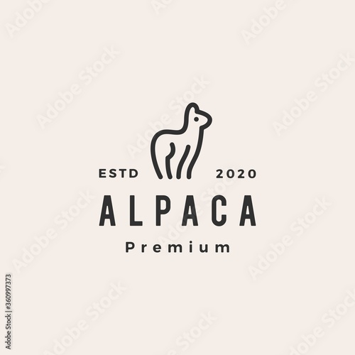 alpaca hipster vintage logo vector icon illustration