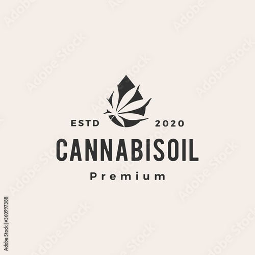 cannabis oil hipster vintage logo vector icon illustration