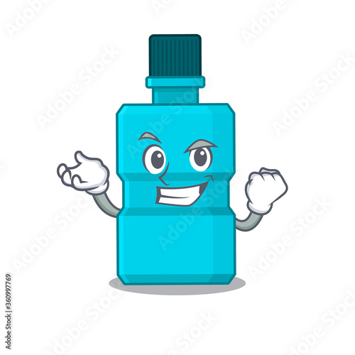 A caricature design concept of mouthwash with happy face