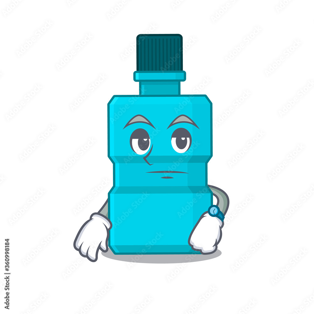 Mascot design style of mouthwash with waiting gesture Mascot design style of mouthwash with waiting gesture
