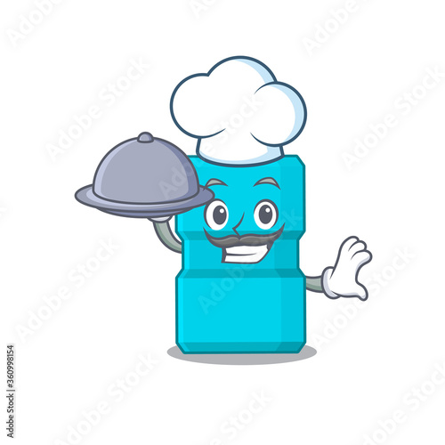 mascot character style of mouthwash chef serving dinner on tray © kongvector
