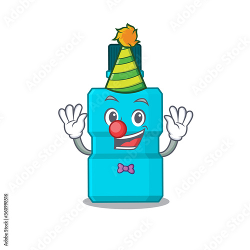 Friendly clown mouthwash mascot character design concept