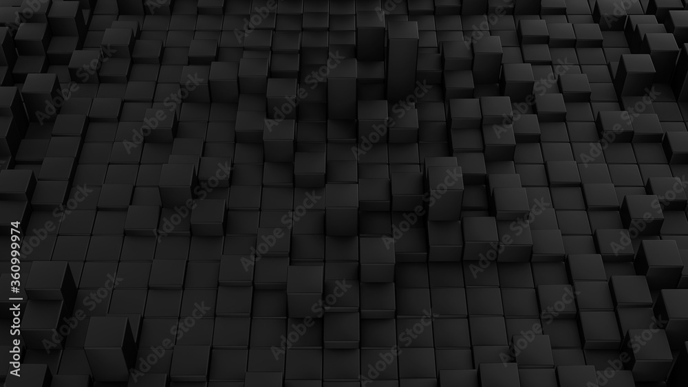 Minimalistic waves pattern made of cubes. Abstract Black Cubic Waving Surface Futuristic Background. 3d render illustration. Minimalistic waves pattern made of cubes. Abstract Black Cubic Waving Surface Futuristic Background. 3d render illustration.