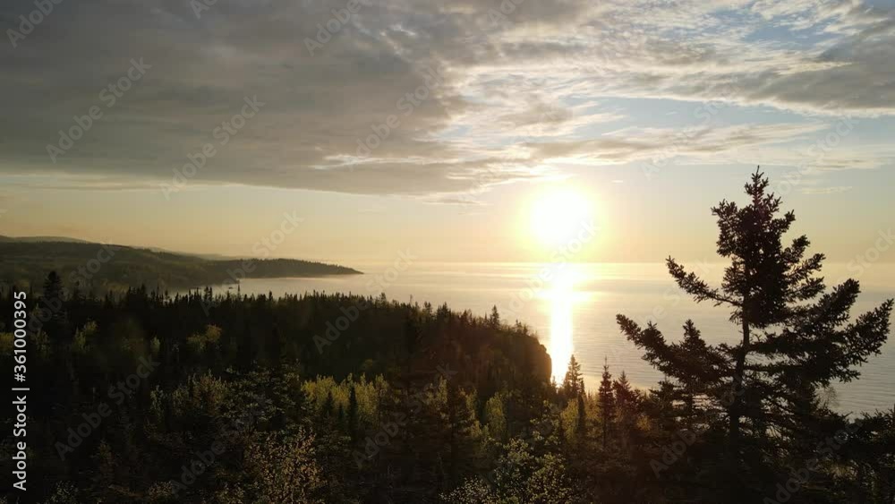 beautiful sunrise in a forest at minnesota lake superior north shore beautiful sunrise in a forest at minnesota lake superior north shore