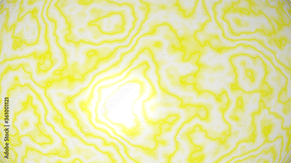 3D illustration of marble LIGHT YELLOW color and white abstract background on a curved and glossy surface with direct light reflection. blue and design