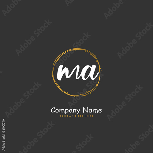 M A MA Initial handwriting and signature logo design with circle. Beautiful design handwritten logo for fashion, team, wedding, luxury logo.