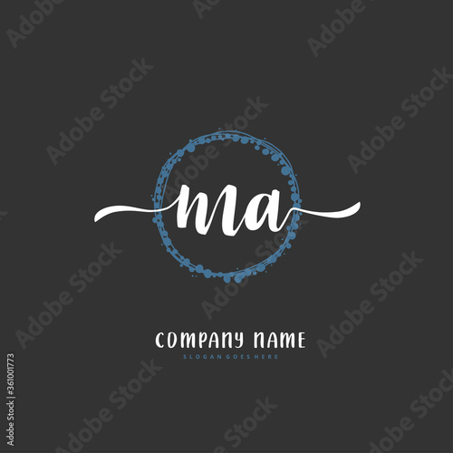 M A MA Initial handwriting and signature logo design with circle. Beautiful design handwritten logo for fashion, team, wedding, luxury logo.