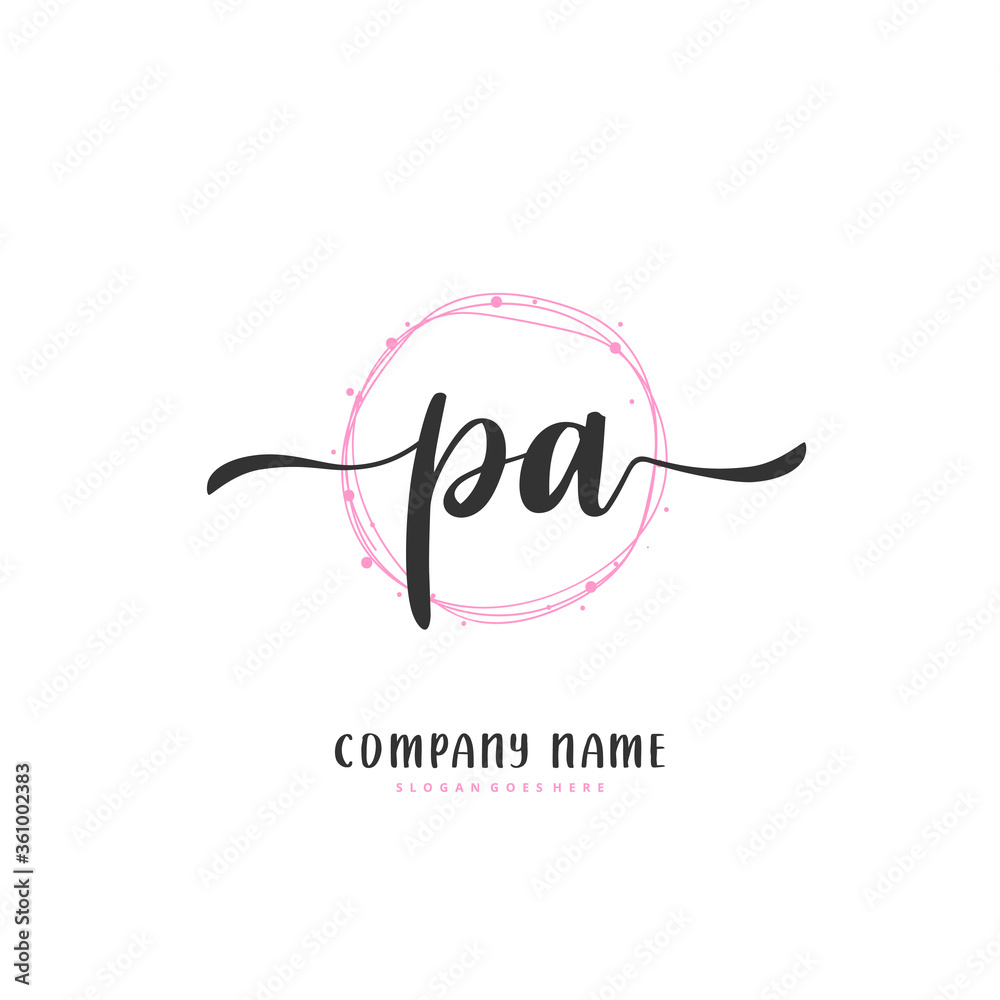 P A PA Initial handwriting and signature logo design with circle. Beautiful design handwritten logo for fashion, team, wedding, luxury logo.