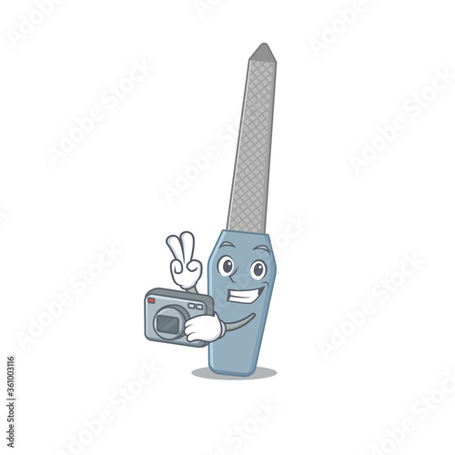 a proficient photographer nail file cartoon design concept working with camera