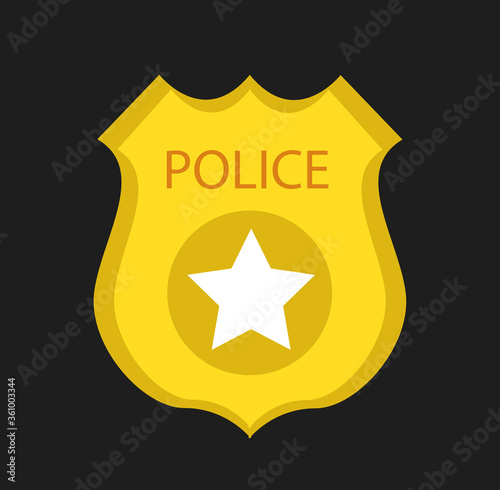 Cartoon gold police badge vector