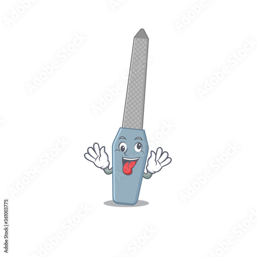 A mascot design of nail file having a funny crazy face