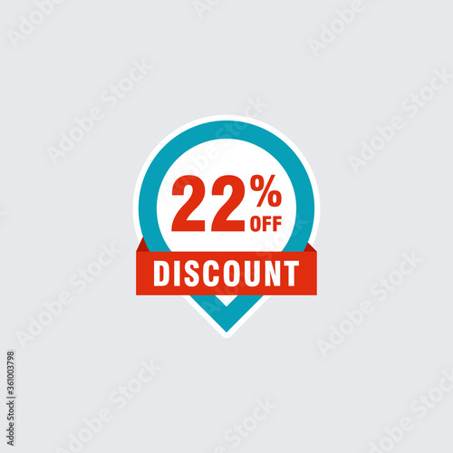 22 discount, Sales Vector badges for Labels, , Stickers, Banners, Tags, Web Stickers, New offer. Discount origami sign banner