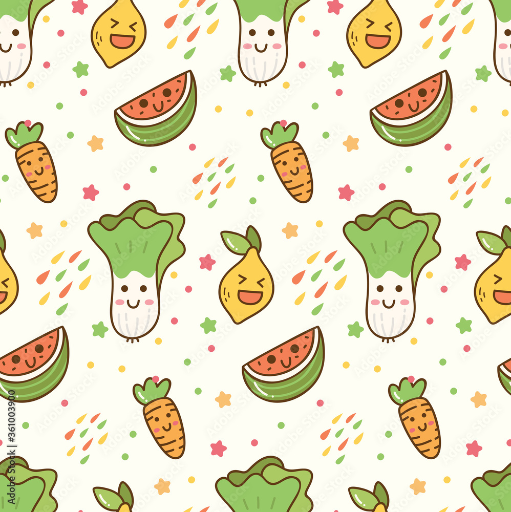 Kawaii fruit seamless pattern Kawaii fruit seamless pattern
