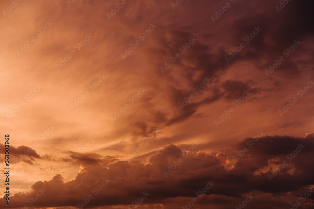 Beautiful sky with orange clouds in sky at sunset . Natural background. Beautiful sky with orange clouds in sky at sunset . Natural background.