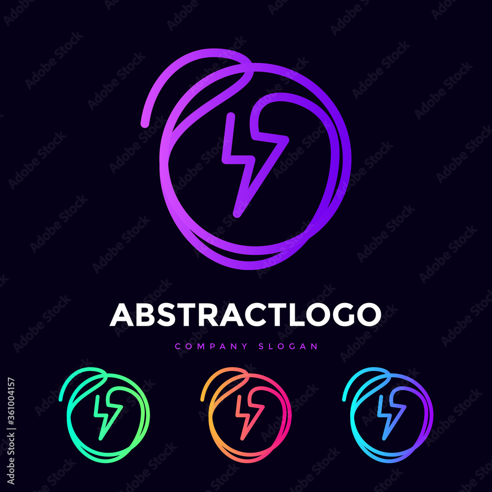 Abstract Round Shape Colorful E Letter logo Design with Electric Power Sign. Abstract Round Shape Colorful E Letter logo Design with Electric Power Sign.