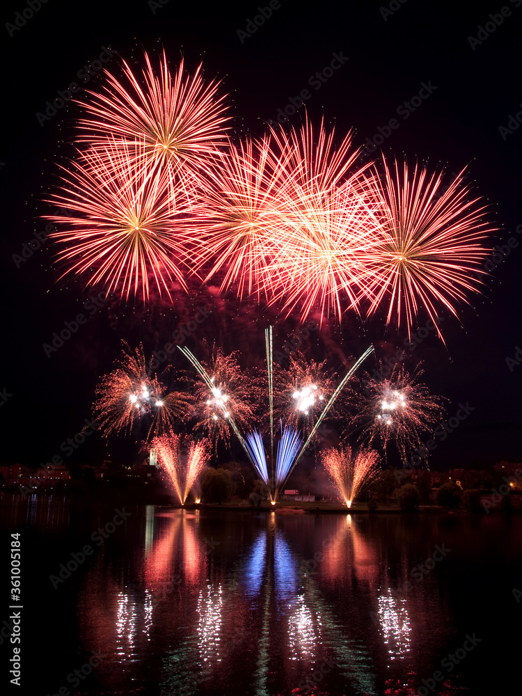 Colorful Fireworks for the Grand Finale over Lake