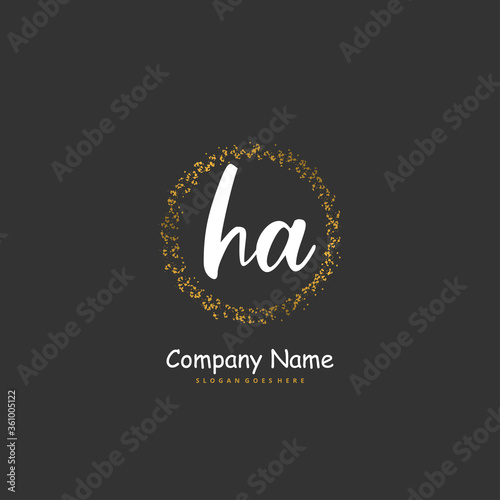 H A HA Initial handwriting and signature logo design with circle. Beautiful design handwritten logo for fashion, team, wedding, luxury logo.