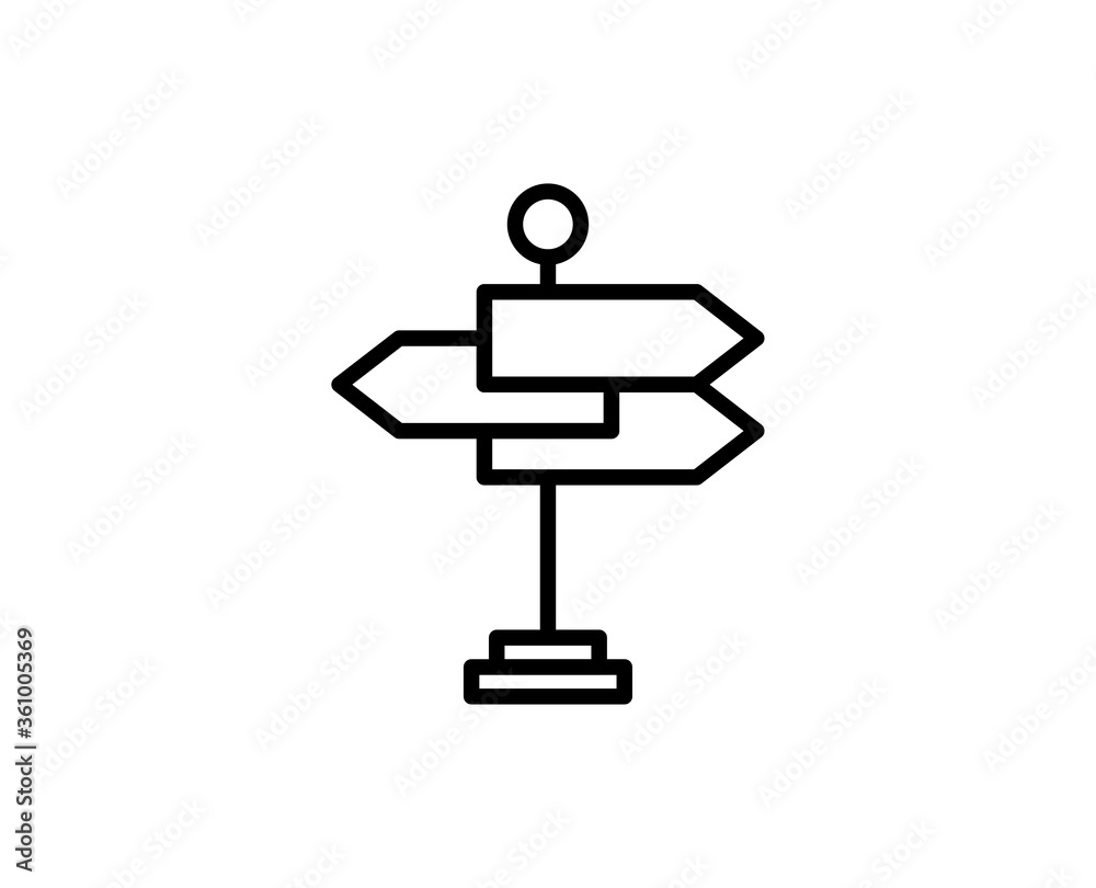 Road sign line icon