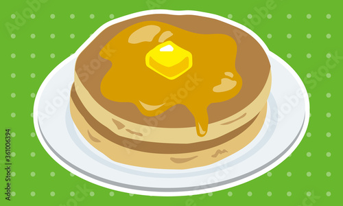 お皿に乗ったシンプルなバターのホットケーキ