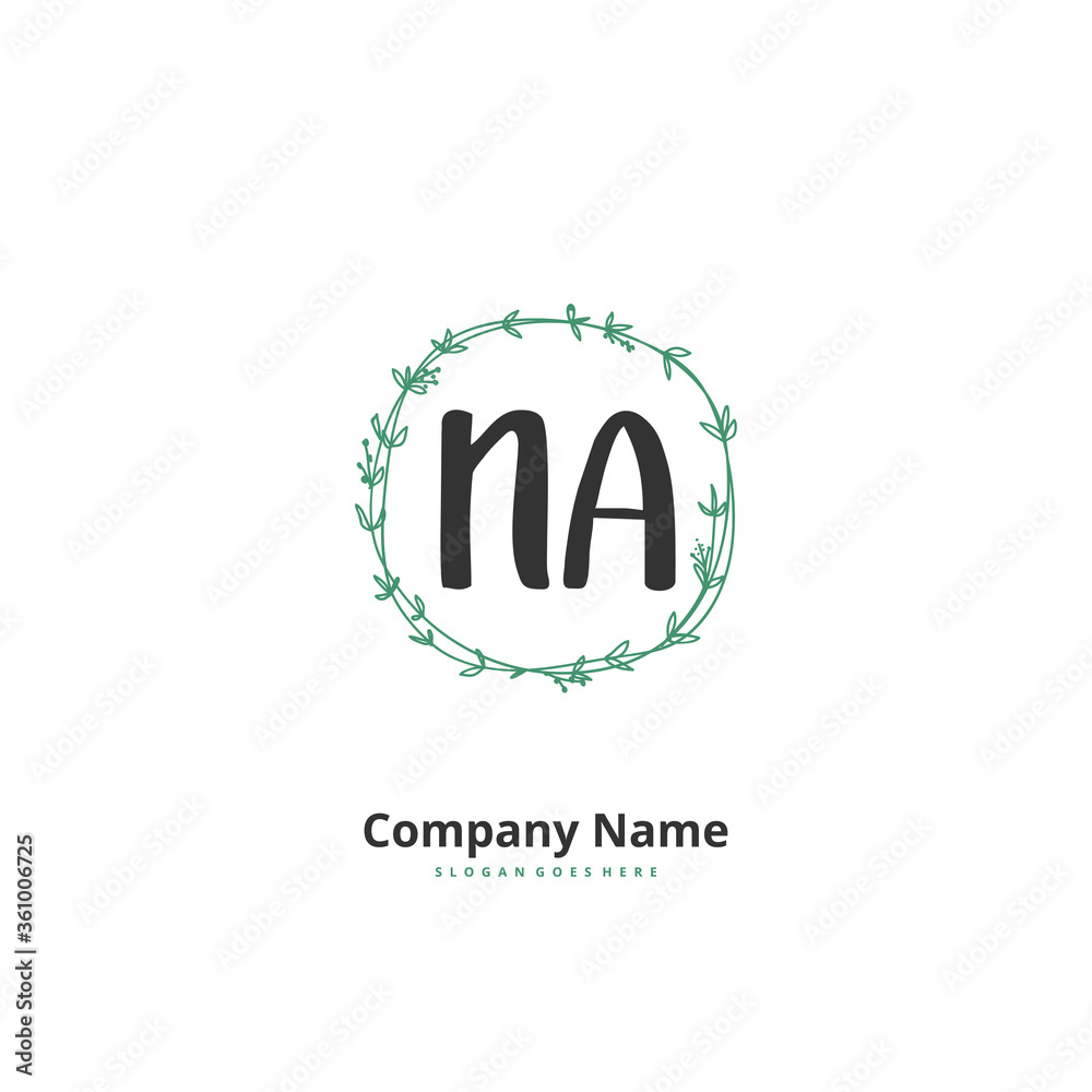 N A NA Initial handwriting and signature logo design with circle. Beautiful design handwritten logo for fashion, team, wedding, luxury logo. N A NA Initial handwriting and signature logo design with circle. Beautiful design handwritten logo for fashion, team, wedding, luxury logo.