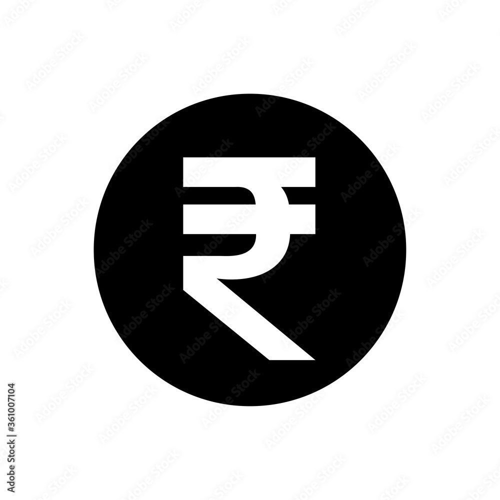 Obraz premium rupee currency coin black for icon isolated on white, rupee money for app symbol, simple flat rupee money, currency digital rupee coin for financial concept