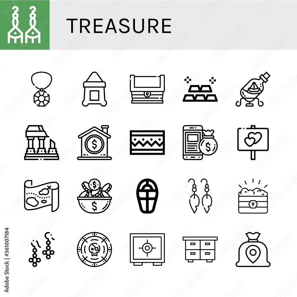 Fototapeta premium treasure simple icons set