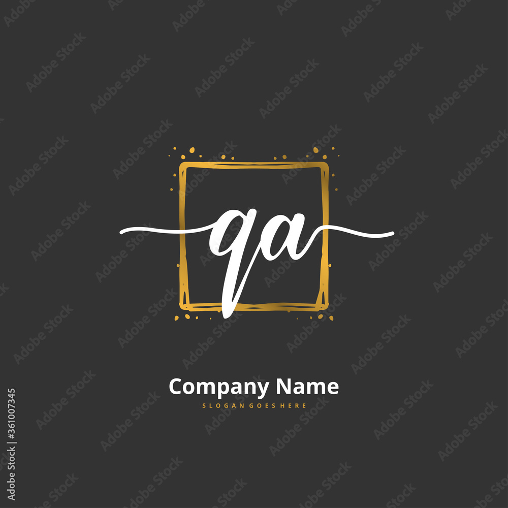 Q A QA Initial handwriting and signature logo design with circle. Beautiful design handwritten logo for fashion, team, wedding, luxury logo.