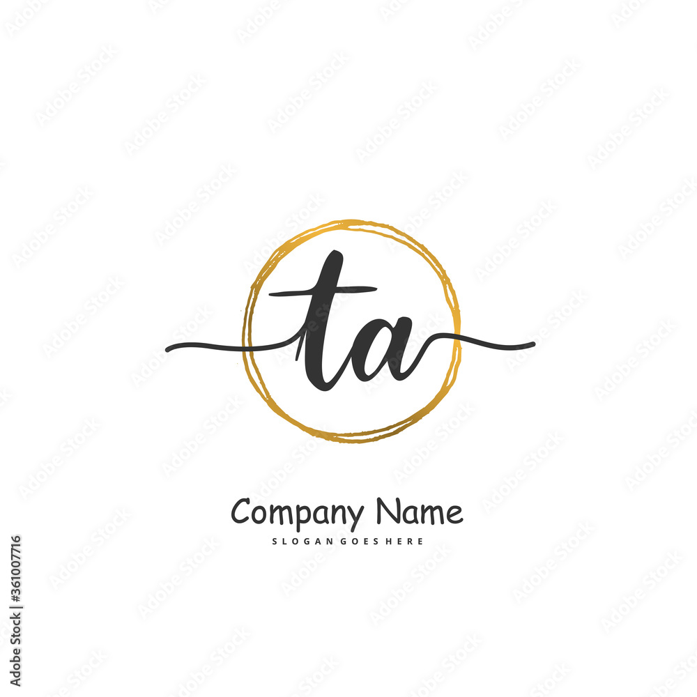 T A TA Initial handwriting and signature logo design with circle. Beautiful design handwritten logo for fashion, team, wedding, luxury logo. T A TA Initial handwriting and signature logo design with circle. Beautiful design handwritten logo for fashion, team, wedding, luxury logo.
