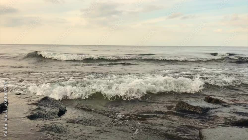 Lake shore waves on bedrock of Lake Ontario taken from Oswego NY Lake shore waves on bedrock of Lake Ontario taken from Oswego NY