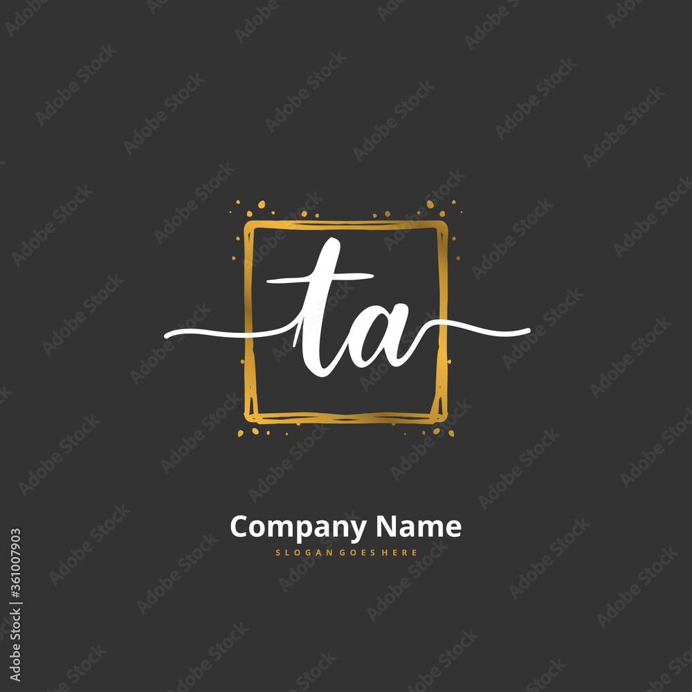 T A TA Initial handwriting and signature logo design with circle. Beautiful design handwritten logo for fashion, team, wedding, luxury logo. T A TA Initial handwriting and signature logo design with circle. Beautiful design handwritten logo for fashion, team, wedding, luxury logo.