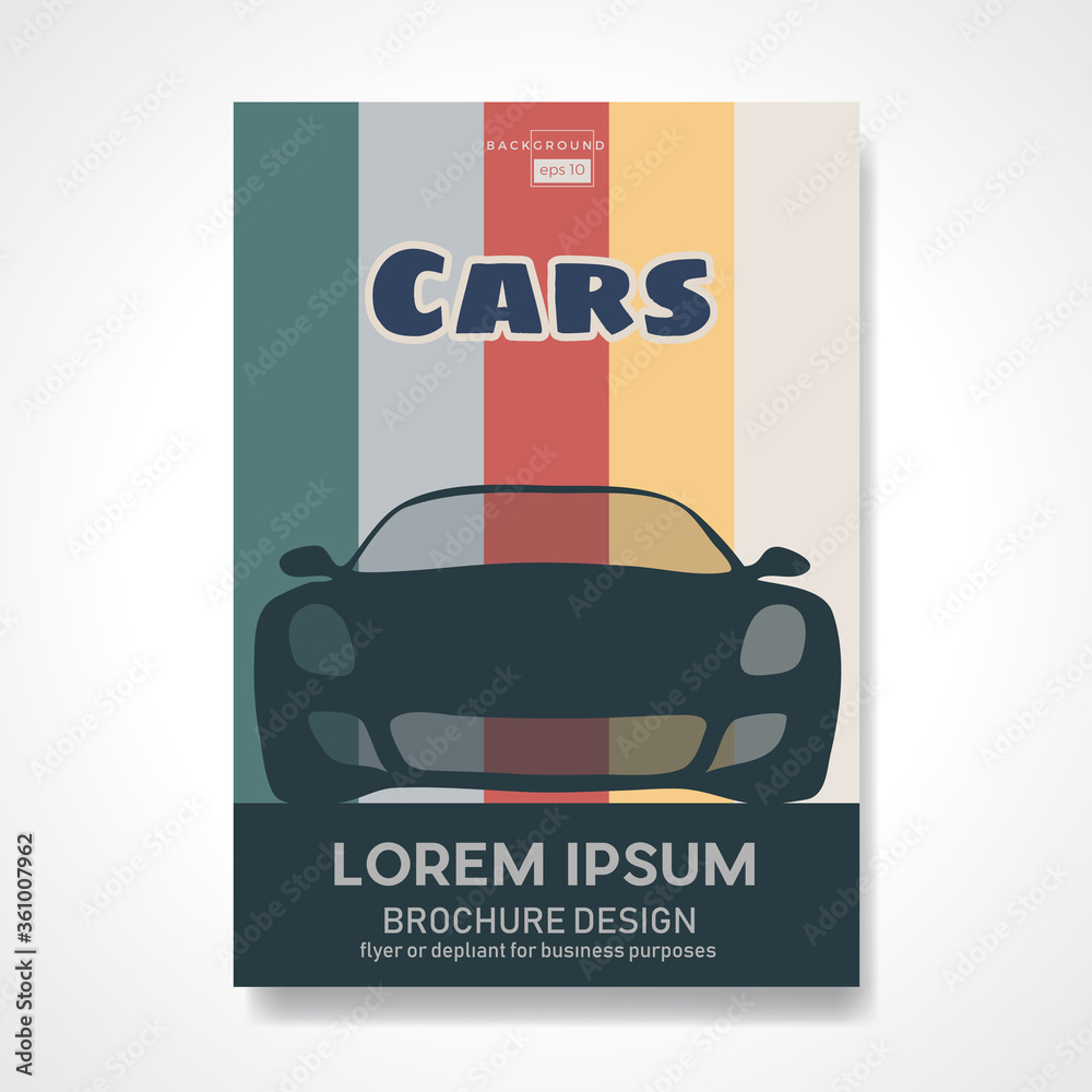 Silhouette sports car on the road on striped background.Retro vector illustration. Silhouette sports car on the road on striped background.Retro vector illustration.