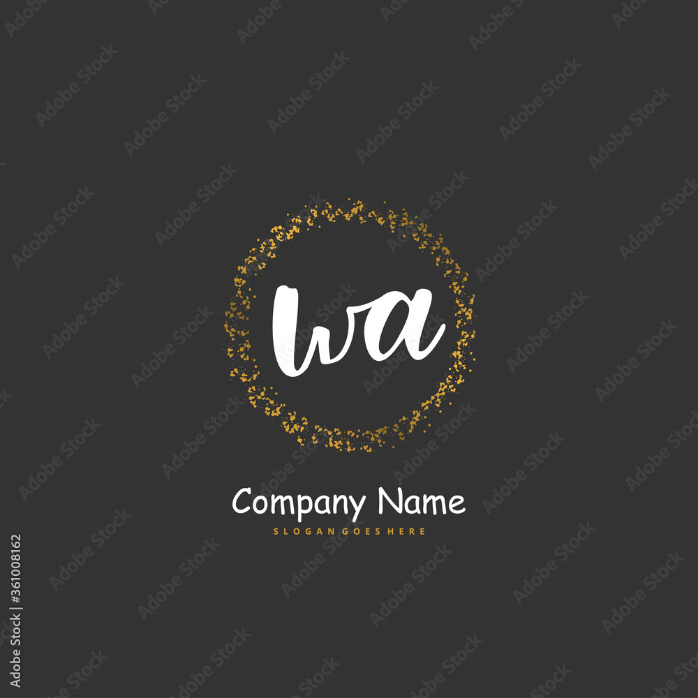 Fototapeta premium W A WA Initial handwriting and signature logo design with circle. Beautiful design handwritten logo for fashion, team, wedding, luxury logo.