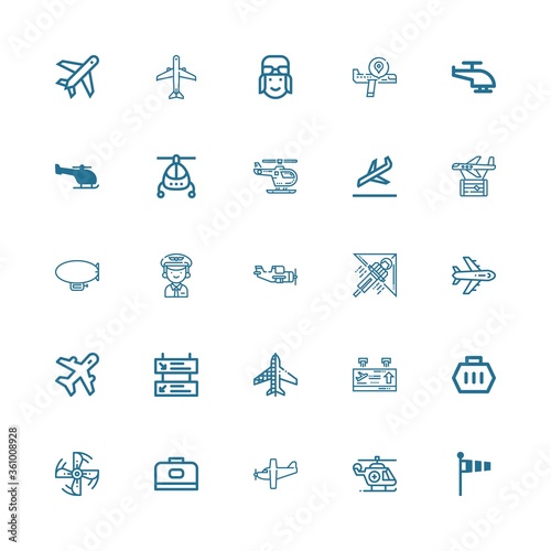Editable 25 aviation icons for web and mobile