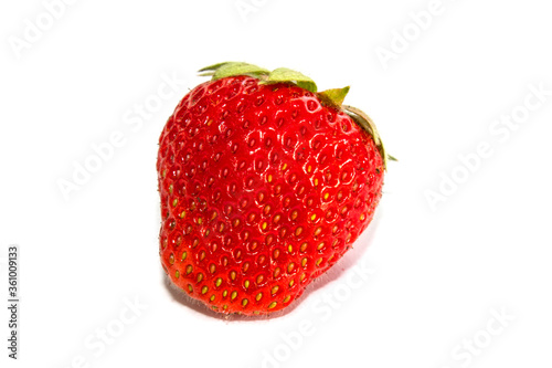 Isolated on white background closeup of strawberries